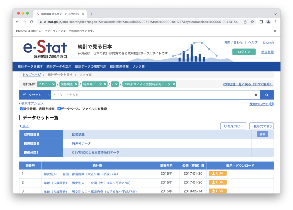 e-Statsのファイルダウンロードページ